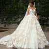 FA117 Real Image 2018 Tailored Made Women Hot Sell Fashion Patterns Appliqued Short Sleeve Lace Puffy Princess Wedding Dresses