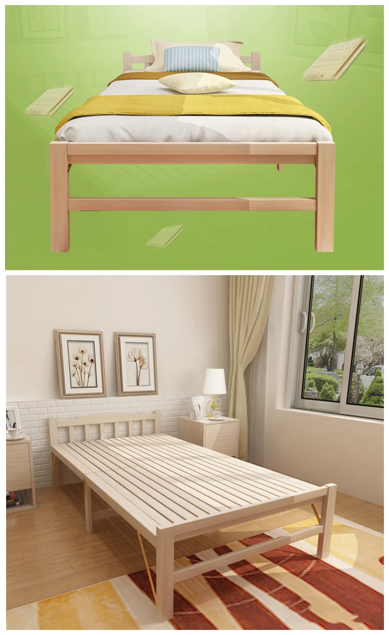 Wooden Fold Bed For Living Room,Cheap Folding Bed,Single Folding Wooden