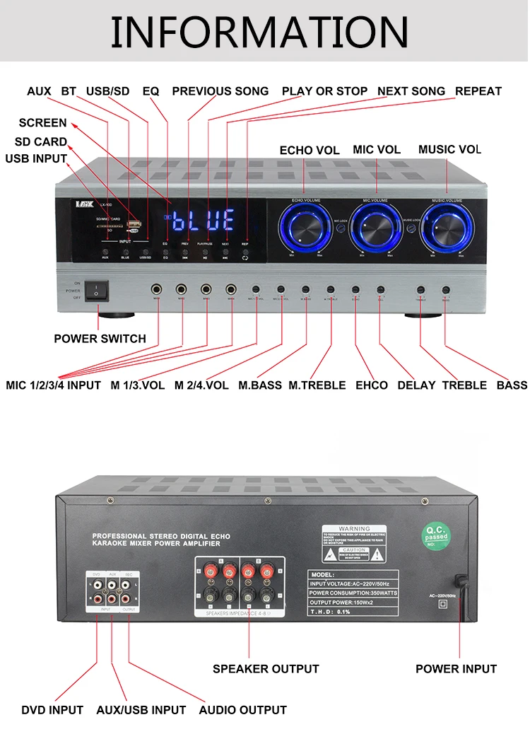 Laix Lx100 Amplificada Profissional Amplificadas Home Stereo Best 2