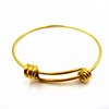 1.6mm wire, 62mm diameter Silver tone expandable wire bangle, 18K Gold plated stainless steel adjustable bracelet