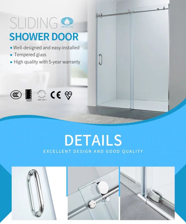 304 Handle 5 Foot Frameless Sliding Glass Shower Door Jp0208 View