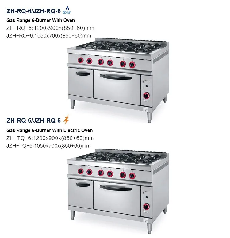 Professional 6Burner Commercial Kitchen Gas Cooking Range Industrial