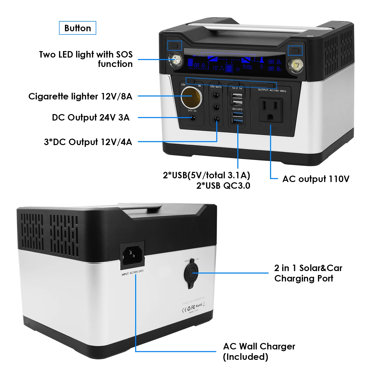 300W 110v 220v 230v 240v portable solar power generator for outdoor and home use