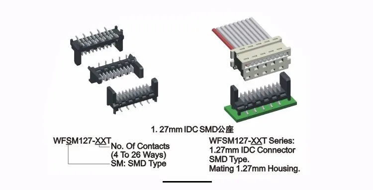 2.54mm Pitch Flat Ribbon Cable Idc Connector For Pcb Board Assembly ...
