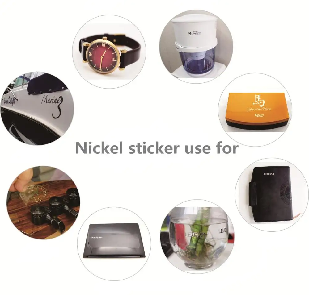 3M glue waterproof glossy metal nickel sticker