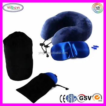E283 Premium Memory Foam Neck Pillow Sleep Mask Ear Plugs Travel