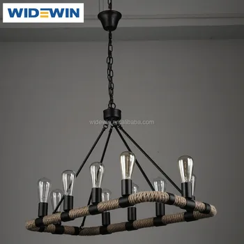 10 Light Hemp Rope Chandelier Vintage Country Style 10 Light Hemp Rope Chandelier Vintage Country Style Artistic Pendant Lighting