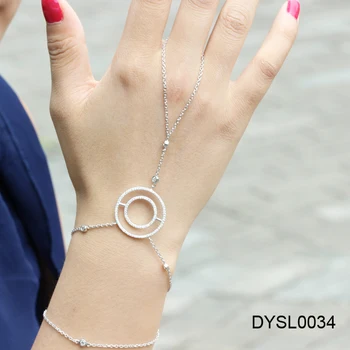 Fashionable Women S 925 Silver Slave Ring Bracelet Combination Fashionable Women S 925 Silver Slave Ring Bracelet Combination Simple Circle Hand