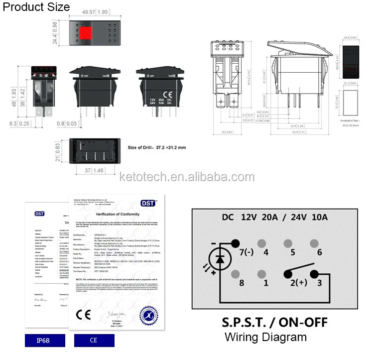 red lights rocker switch