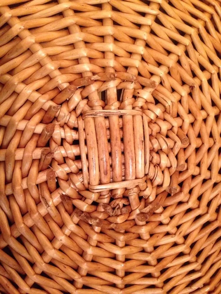 Large Vintage Round Cane Serving Tray Shallow Wicker Bread Basket Buy