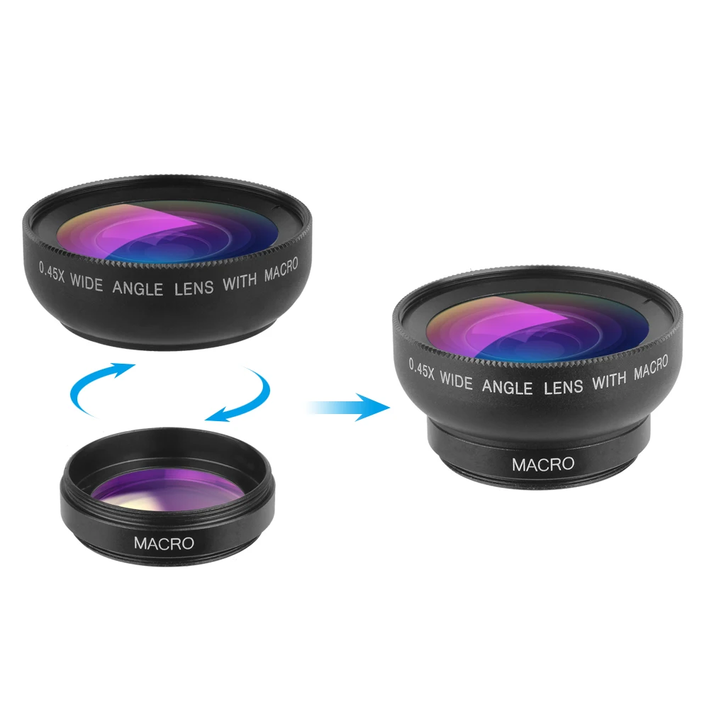 Cheap Mobile External Mobile Lens 0.45x Wide Angle+12.5x Macro 2 In 1 ...