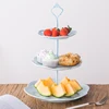 Customized logo ceramic fruit dish three layer for wedding decorate