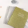Custom Wholesale Hardcover Spiral Glitter Notebook Journal Wholesale Silver Gold Glitter Notebook Diary
