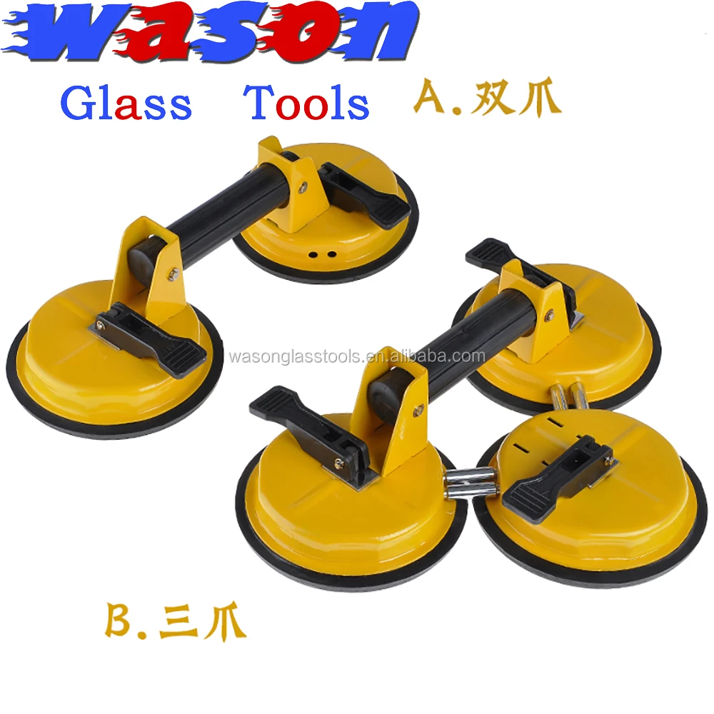 Max Capacity 230kg Black Powerful Glass 3cup Suction Cups For Lifting