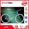 China Cheap Aluminum fixed gear bike 26 inch Blue White color with european components for sale with leather saddle