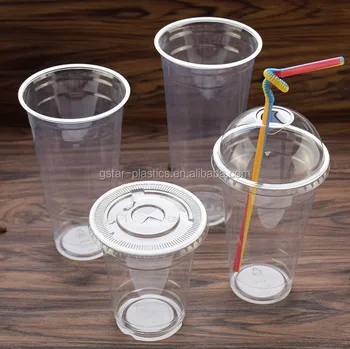 disposable plastic cups with lids and straws