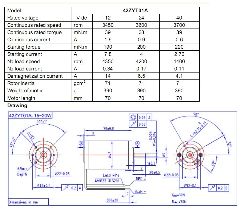 Vibration Motor, 12v, 24v, 42mm - detail 4