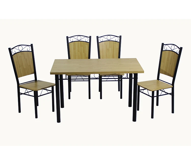 Melamine mahogany and oak popular style Dining table set with 4 chairs for dining room