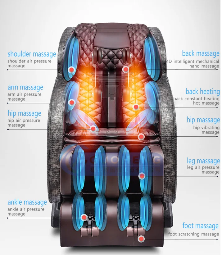 S L track airbag sofa 3D 4D zero gravity with back foot roller kneading health care bluetooth music relax body massage chair