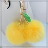 KC50 2018 Fashion 8CM Real Rabbit fur plush ball Keychain Custom cherry pom pom keychain
