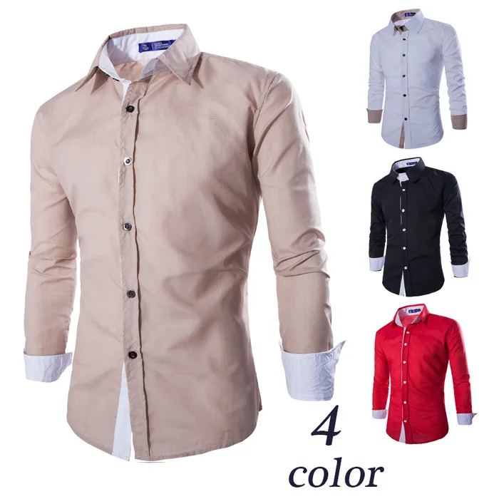 A3923 Thailand Shopping Online Cream Color Dress Shirts With Double ...