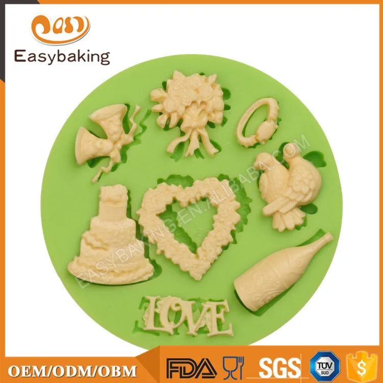 ES-1508 LOVE Themed round Silicone Molds for Fondant Cake Decorating