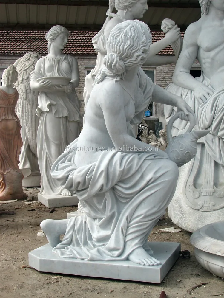 Life Size Western Classic Greece Famous Stone White Marble Apollo Bath