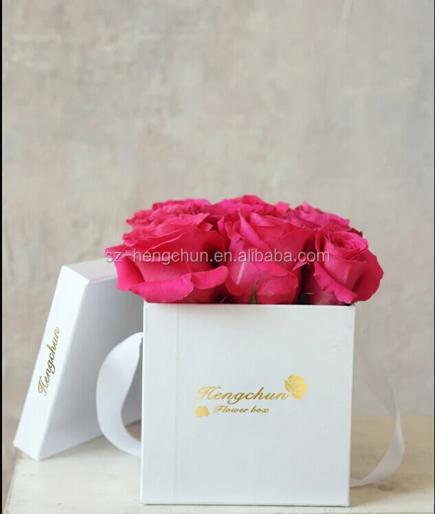 Square Cardboard Flower Box With Ribbon Handle Supplier Buy Flower