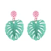 Kaimei 2018 Fashion Jewelry Party Holiday Sead Beaded Earring Statement Big Leaf Shaped Dangle Drop Earrings for Women
