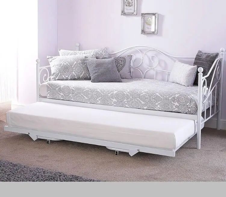 Curvy Wrought Iron Look Twin Daybed Day Bed w/Trundle and Link Spring bedroom furniture