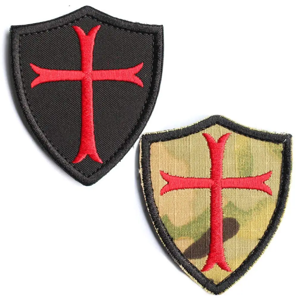 Knights Templar Cross 3x2 5 Shield Military Patch Multiple Colors