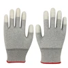 Manufacture Nylon Knitted Carbon Fiber PU Coated Full Fingers ESD Gloves for Industrial Assembly Working