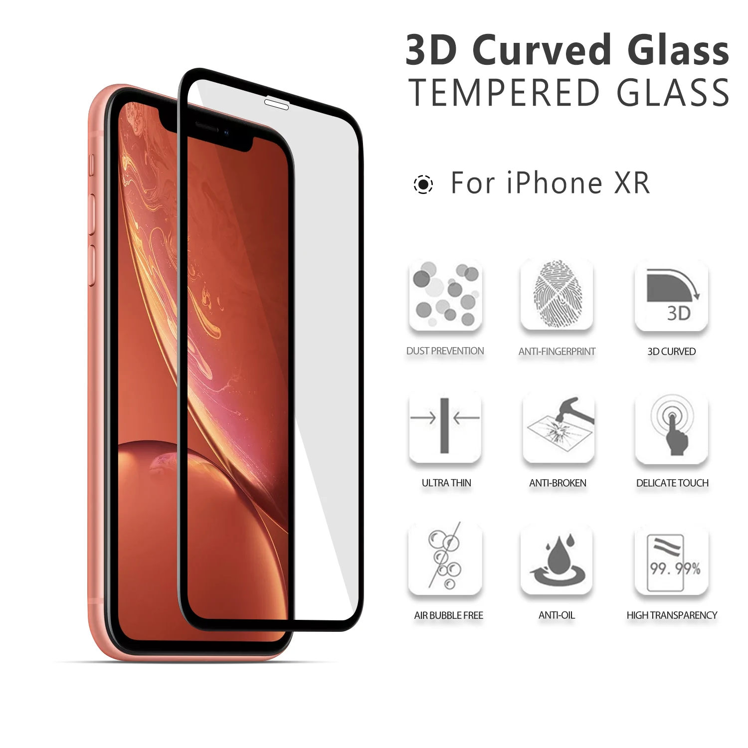 In Stock ! Screen Protector For Iphone X,9h 0.33mm Anti Fingerprint