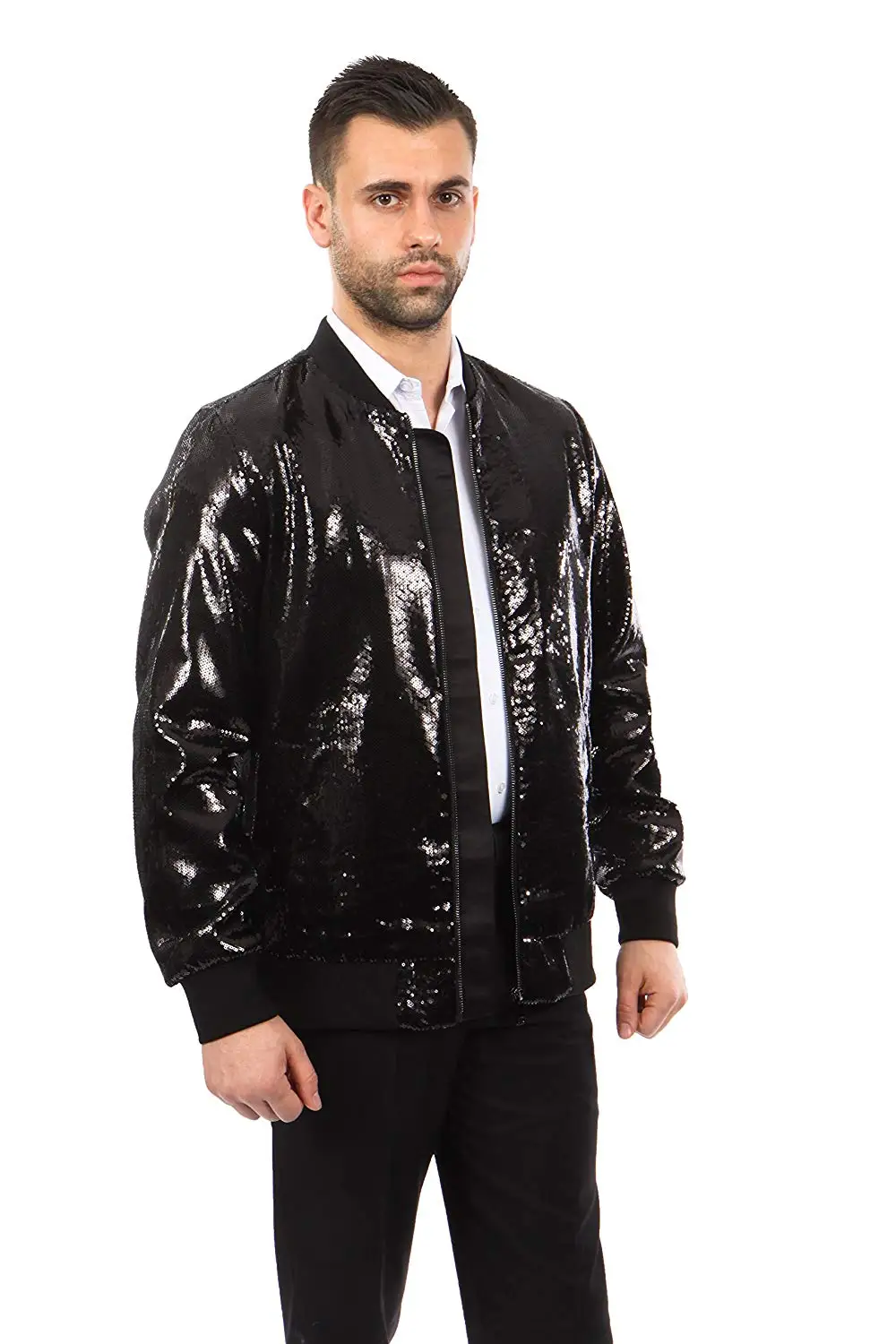 TAZIO Mens Jacket Slim Fit Sequin Pattern Blazer Bomber Jacket