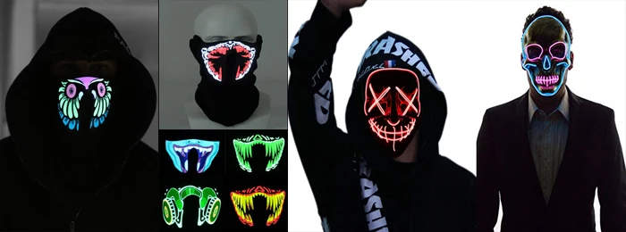Hot selling Sound Reactive Led Mask Control by Voice Music, Light up Costume Mask,Clown Mask for DJ , Party,Carnival