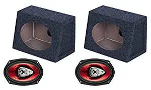 2 QTW6X9 Angled 6x9 Speaker Box Boss CH6920 6x9 2-Way 350W Car Speakers + 2