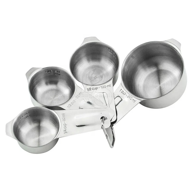 Baking Tools Measuring Cup Spoon Set Kitchen Silicone Handle Measure Dry Liquid 304 Stainless Steel Measuring Cups Spoons