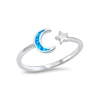 ATHENAA Fancy Design S925 Sterling Silver Open Moon And Star Shaped Opal Ring