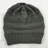 Custom blank plain design your logo winter pony tail beanie hats with label