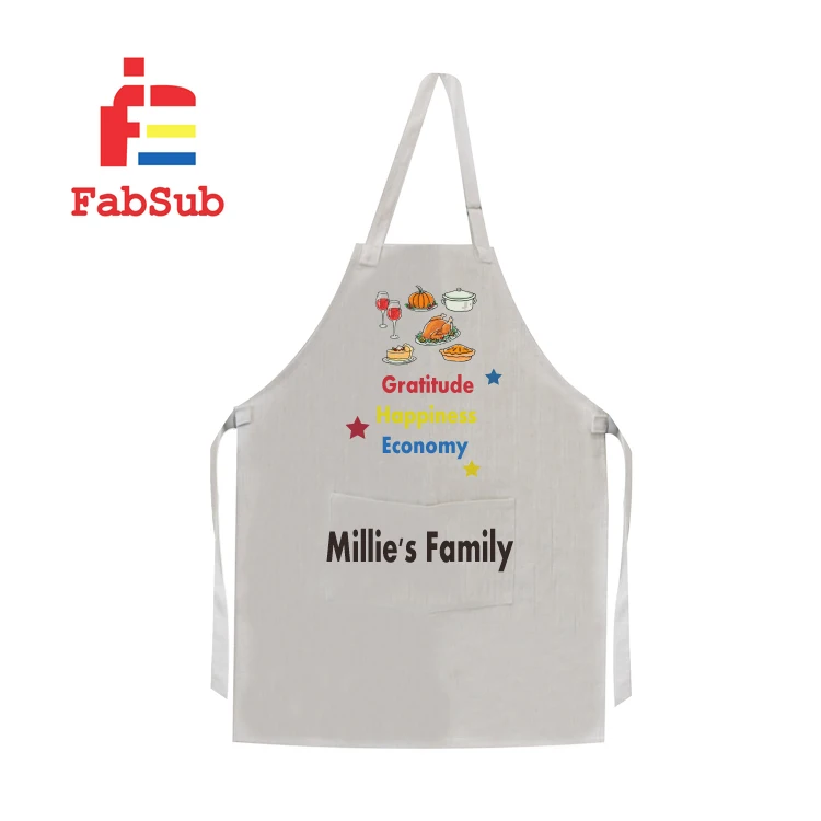 100 Cotton Linen Sublimation Print Adult Apron Printable Linen Cooking