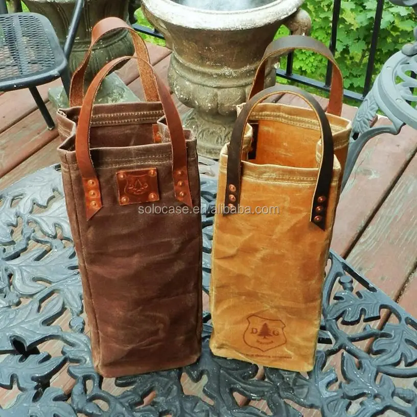 waxed canvas wine bag