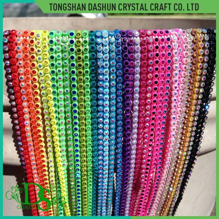 Fashion Crystal Ab Color Plastic Rhinestone Chain,A Grade Ab Glass ...