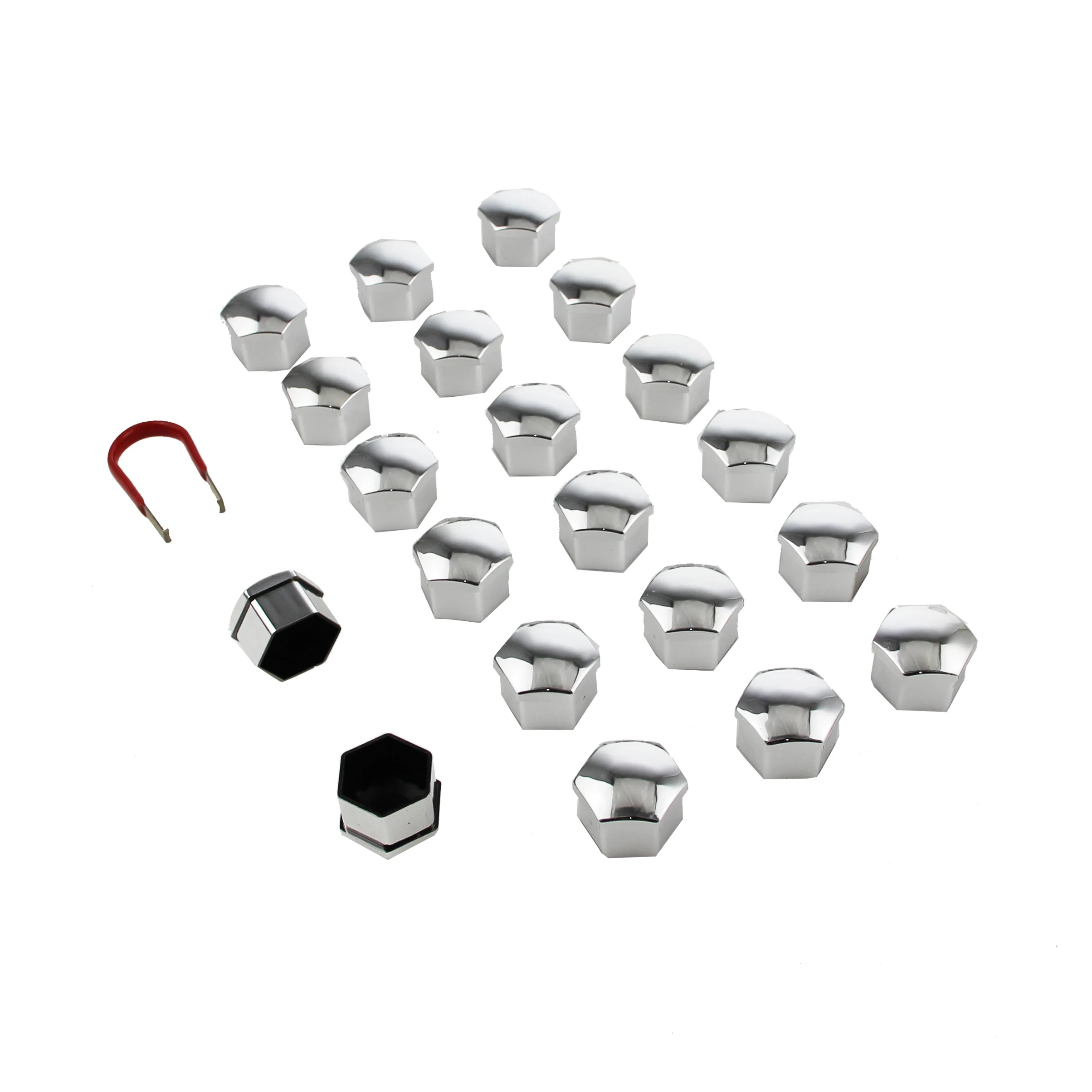 19 Mm Cromo Acabado De Calidad Hexágono Tuercas De Rueda cubre Pack De 20-Plástico Abs
