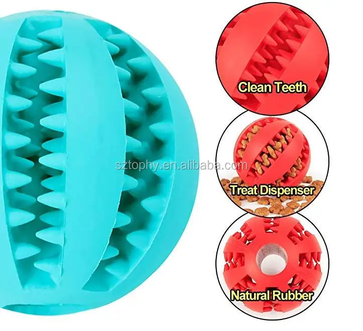 Pet Dog Treat Slow Feed Ball Interactive Rubber Toy For Small And