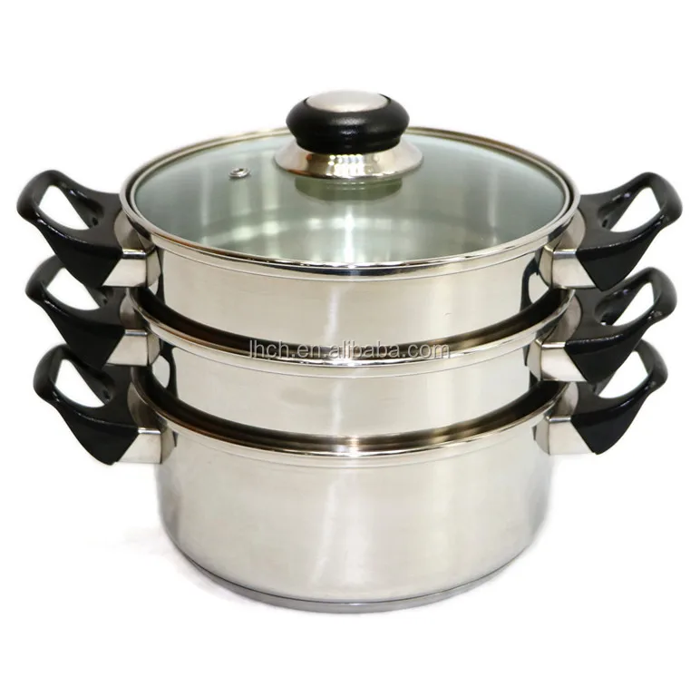 3 Layer Stainless Steel Couscous Steamer Pot Baby Food Steamer With