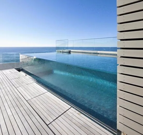 above ground pool with glass wall