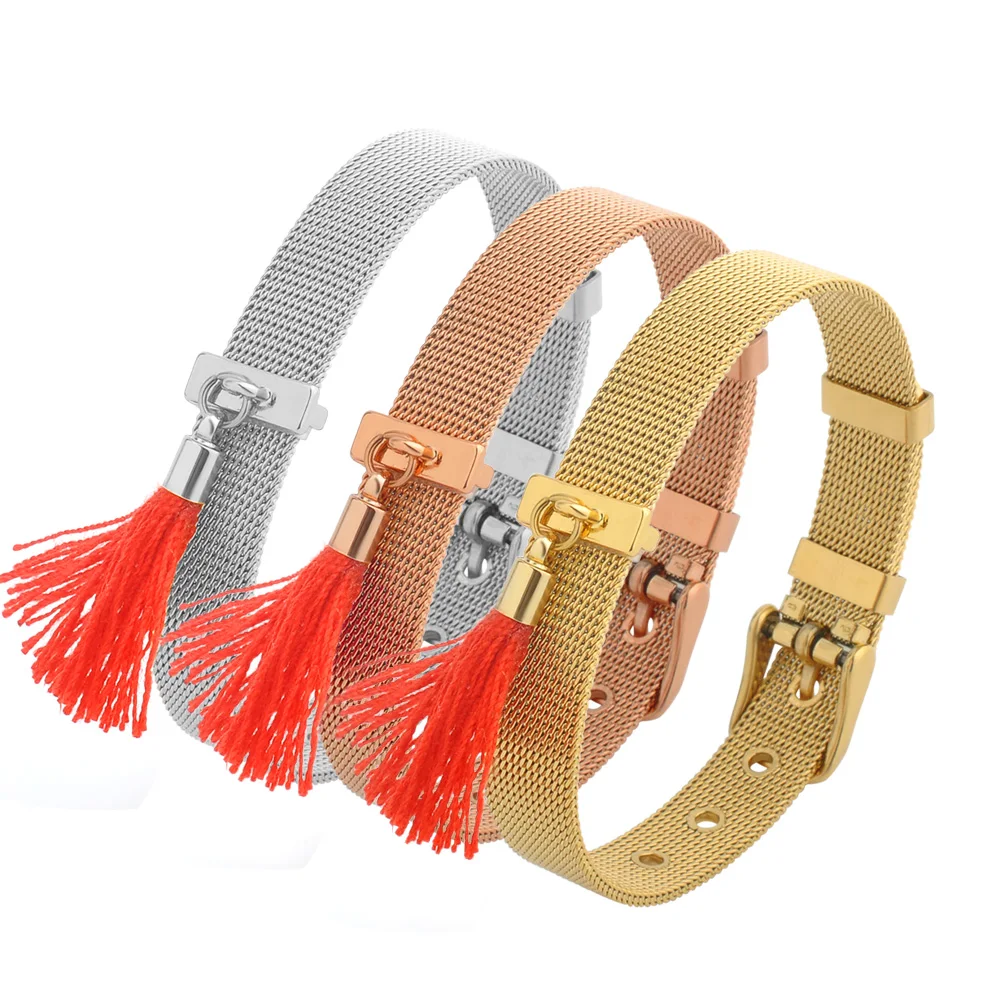 Stainless Steel Mesh Bracelet Charm Jewelry,New 18K Gold Design Womens Charm Bracelets