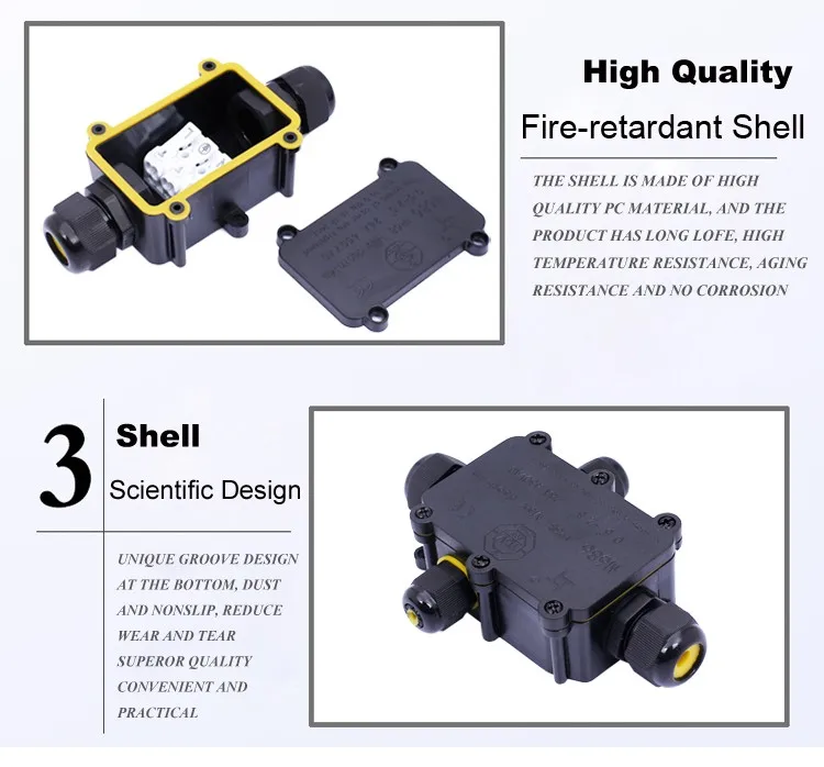 Ip68 Weatherproof Inline 3 Way Cable Connector Outdoor Electrical