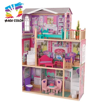 wooden doll house set