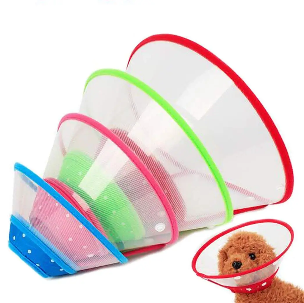 OUUD Plastic Adjustable Pet Dog Cone Recovery Collar for Puppies Dogs Cats (Random Color, 1PC))